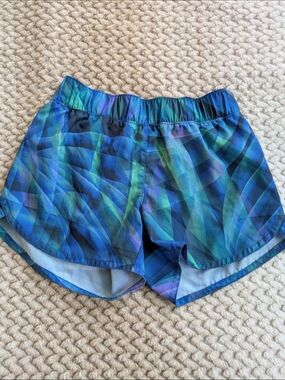Girl's Old Navy Blue and Green Geometric Active Shorts Size Med (8)